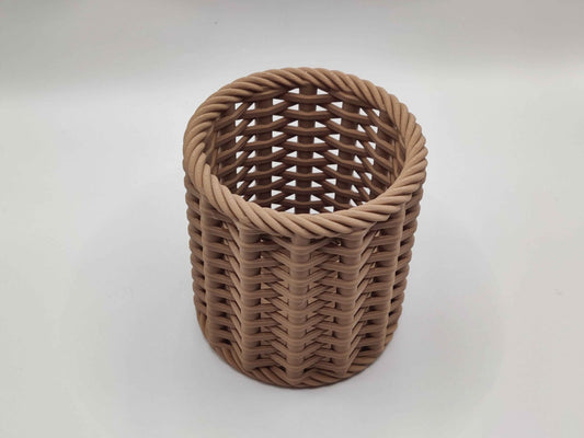 3D Printed Woven Pencil Holder Desk Organizer - Modern Basket Style Pen Cup Office Decor - ToyForge 3D