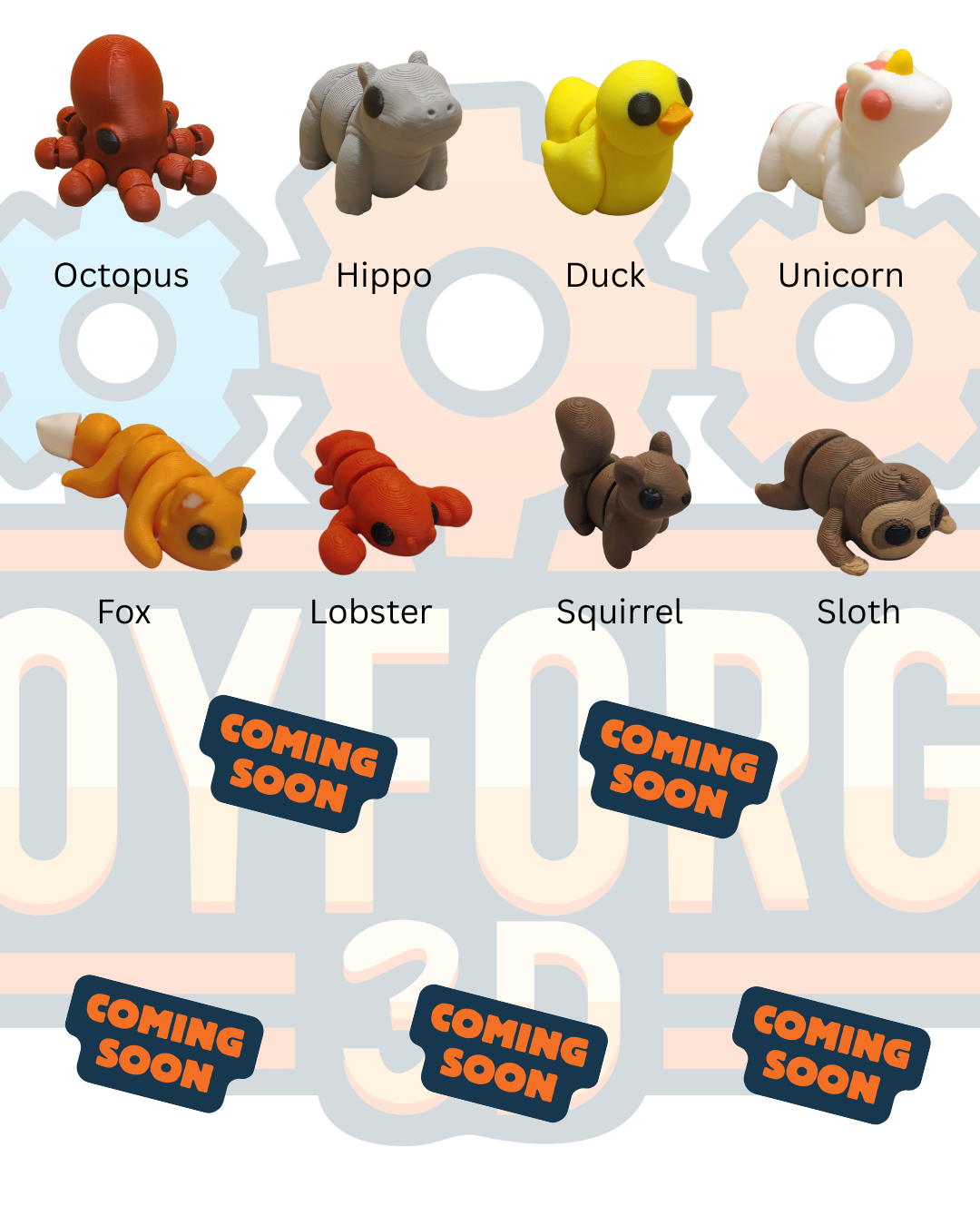 Mini Animals - 3D Printed Flexi Animals - Pocket Pets - Mystery Packs Available