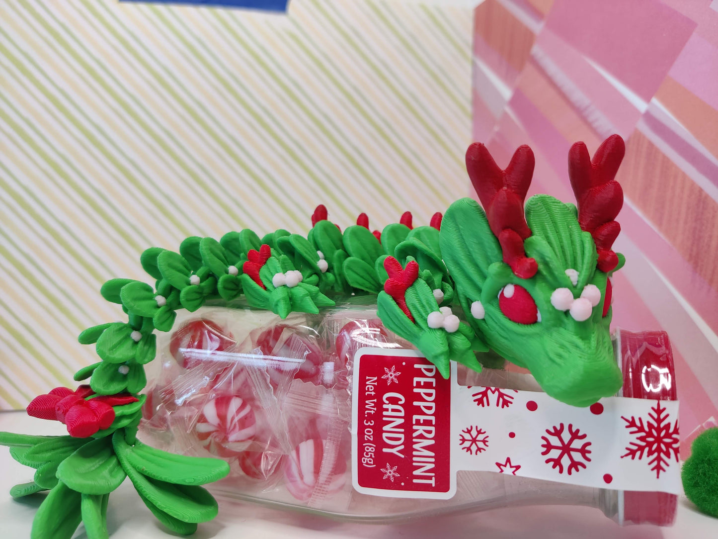 Baby Christmas Mistletoe Dragon – 3D Printed Articulating Fidget Toy