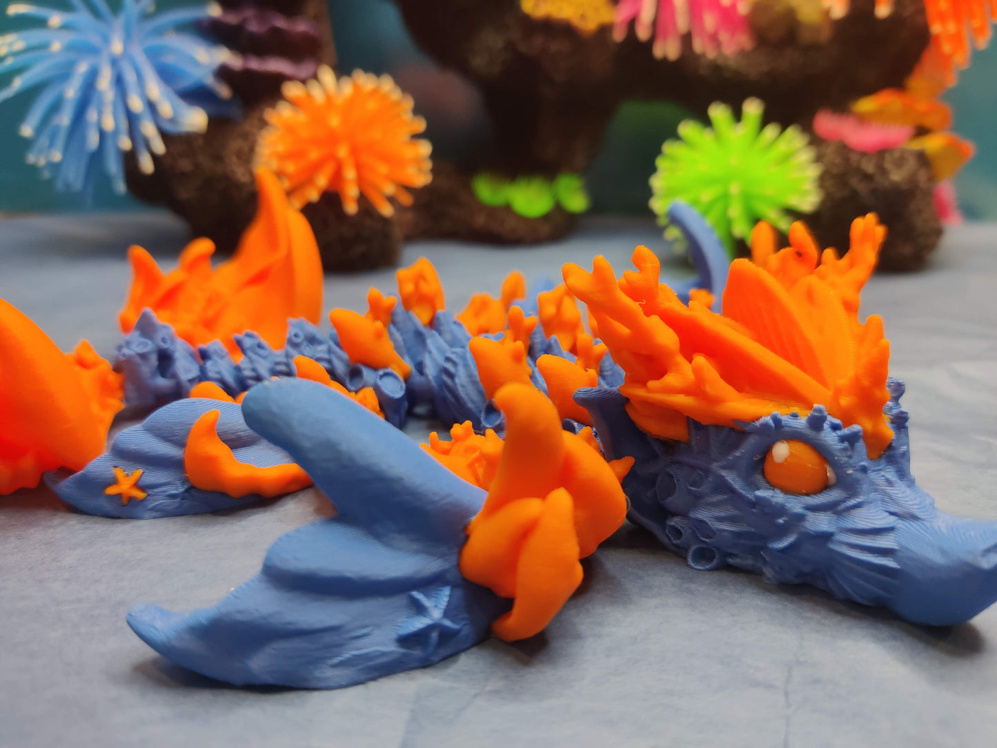 Baby Coral Dragon, Ocean Dragon, Articulating Dragon, 3D Printed Fidget Toy