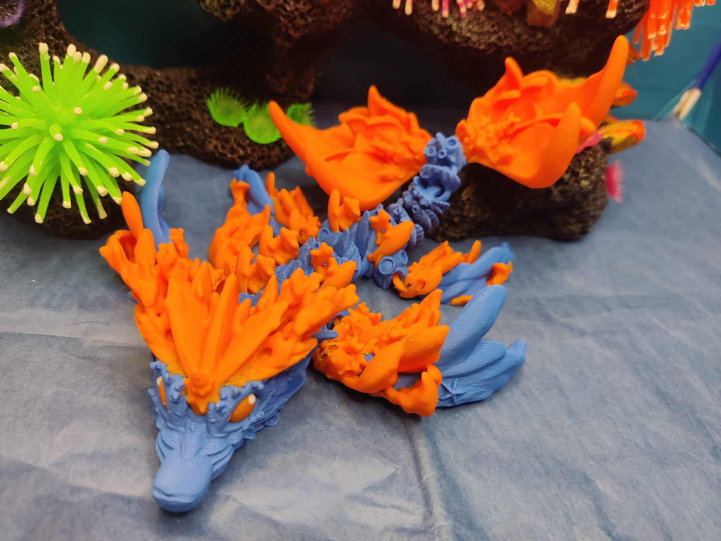 Baby Coral Dragon, Ocean Dragon, Articulating Dragon, 3D Printed Fidget Toy