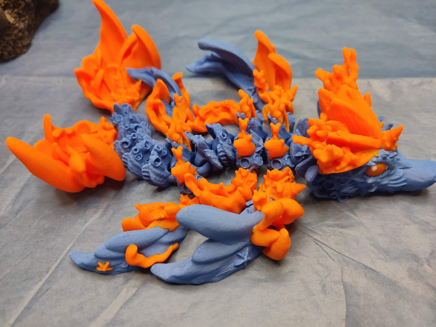 Baby Coral Dragon, Ocean Dragon, Articulating Dragon, 3D Printed Fidget Toy