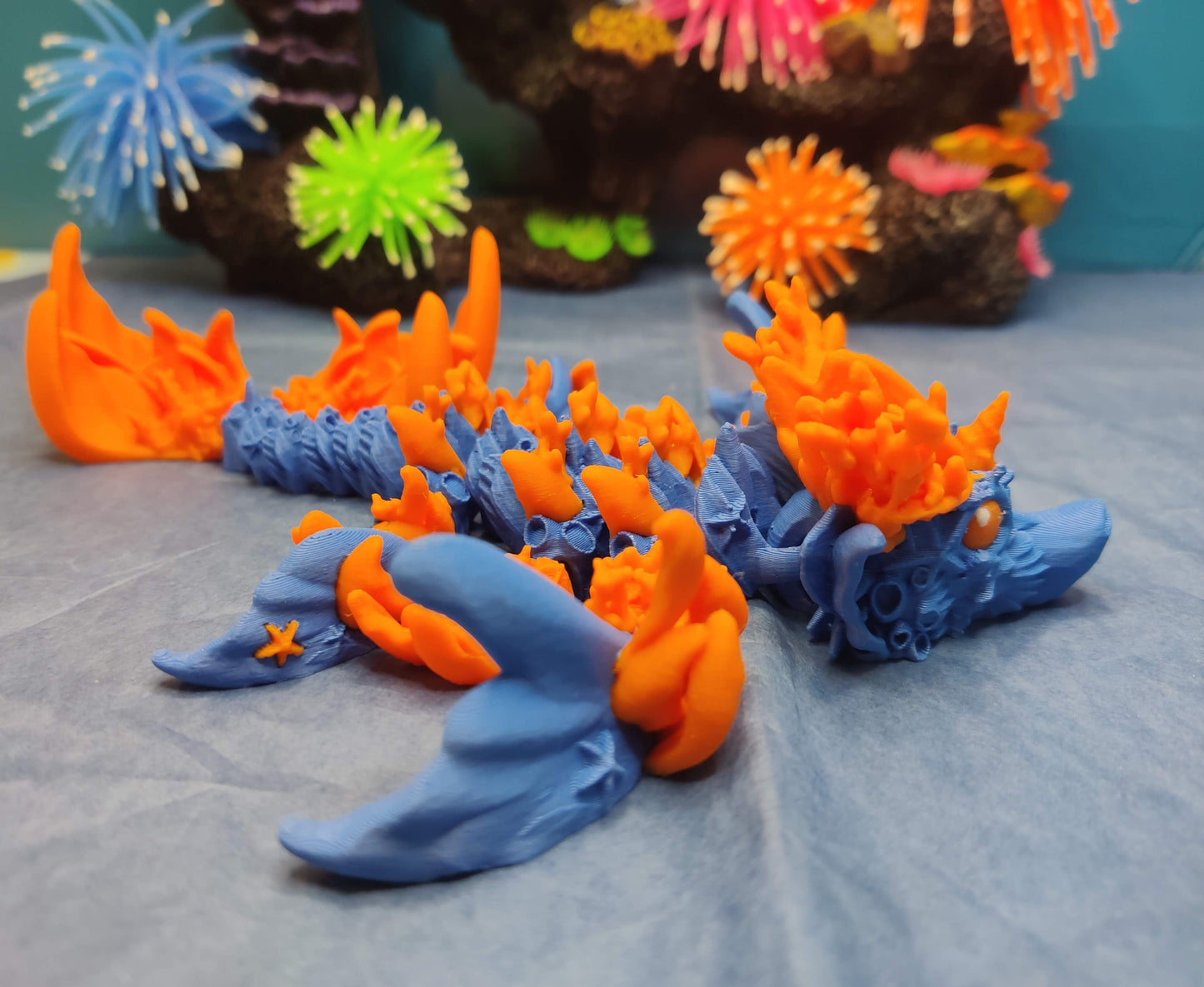 Baby Coral Dragon, Ocean Dragon, Articulating Dragon, 3D Printed Fidget Toy