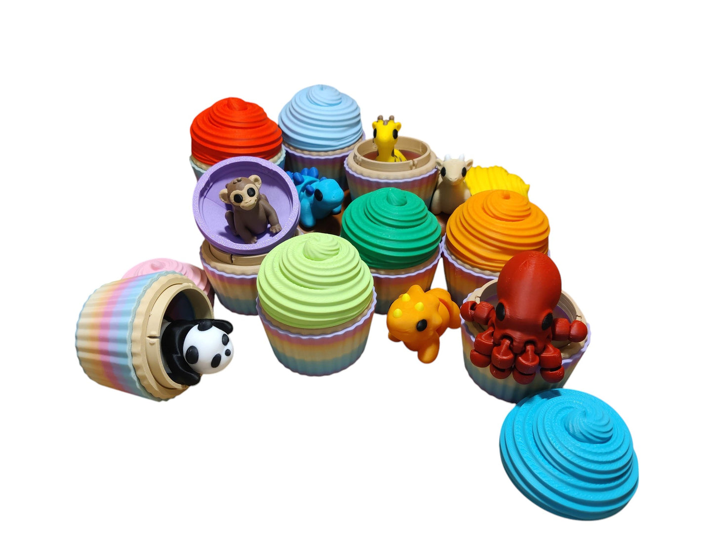 3D Printed Cupcake Party Favors with Twist-Off Lids – Mystery Toy Option – Packs of 3, 6, 9, or 12 – Unique Event Gifts & Table Décor