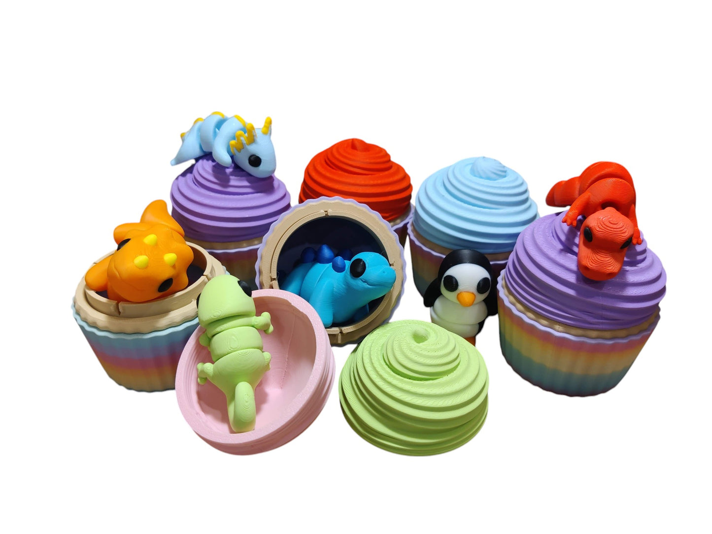 3D Printed Cupcake Party Favors with Twist-Off Lids – Mystery Toy Option – Packs of 3, 6, 9, or 12 – Unique Event Gifts & Table Décor