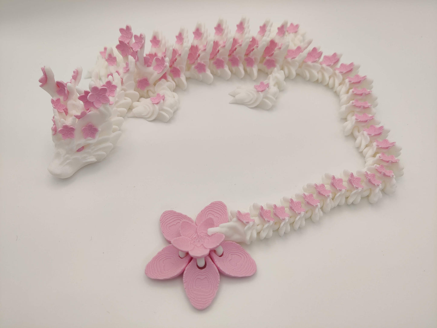 3D Printed Cherry Blossom Spring Flower Dragon – Articulating Flexi Fidget Toy