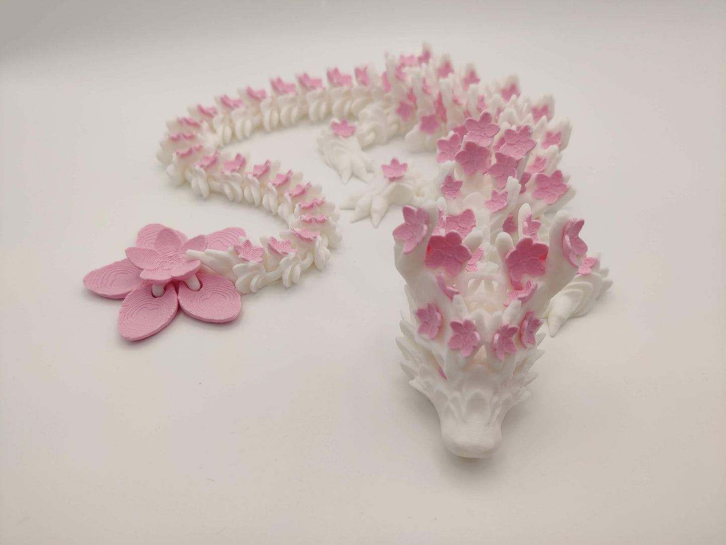 3D Printed Cherry Blossom Spring Flower Dragon – Articulating Flexi Fidget Toy