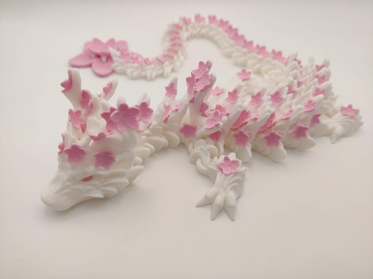 3D Printed Cherry Blossom Spring Flower Dragon – Articulating Flexi Fidget Toy