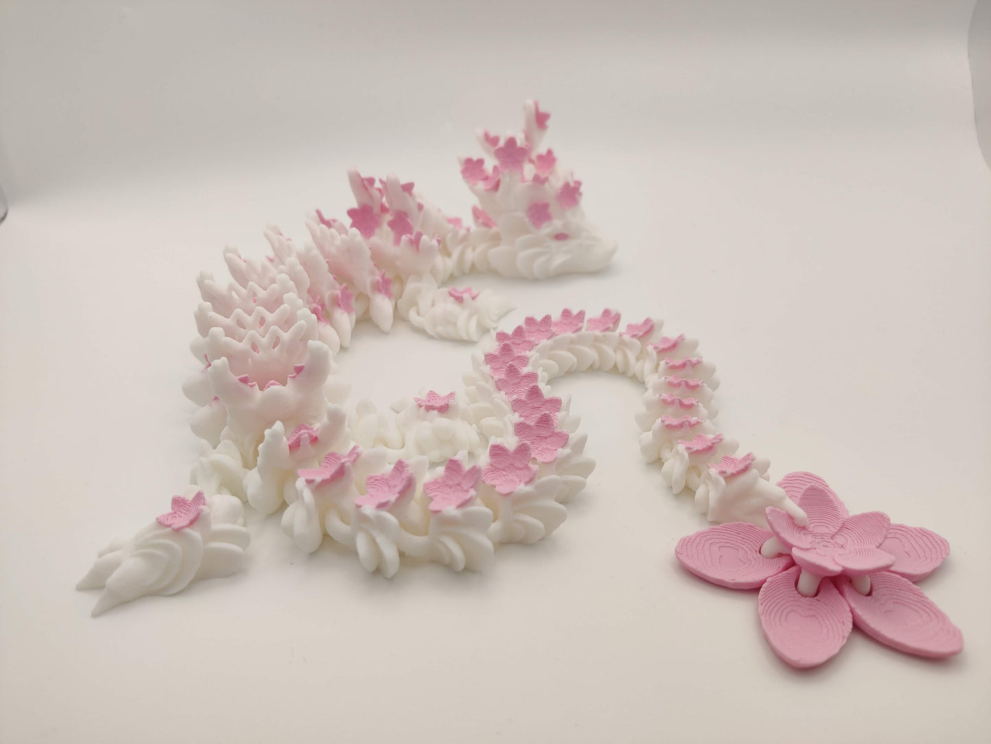3D Printed Cherry Blossom Spring Flower Dragon – Articulating Flexi Fidget Toy