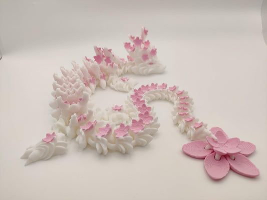3D Printed Cherry Blossom Spring Flower Dragon – Articulating Flexi Fidget Toy