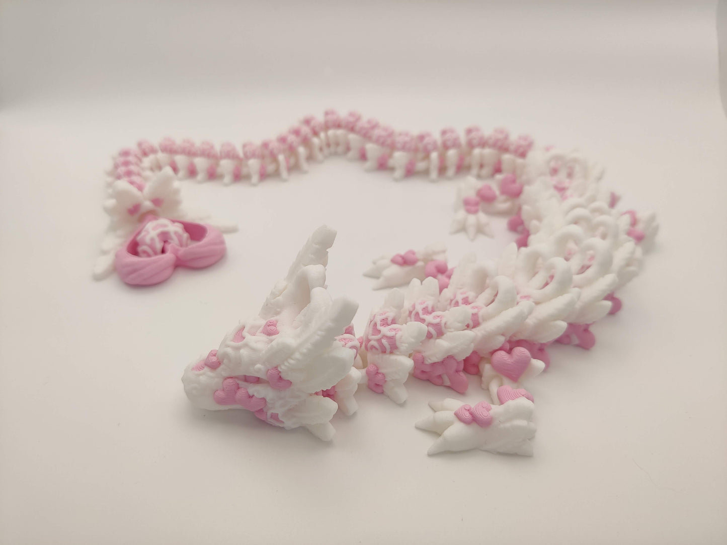 3D Printed Light Heart Dragon - Articulating Fidget Toy