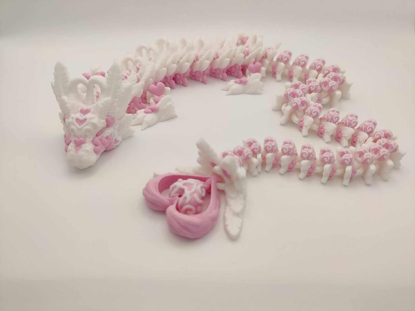 3D Printed Light Heart Dragon - Articulating Fidget Toy