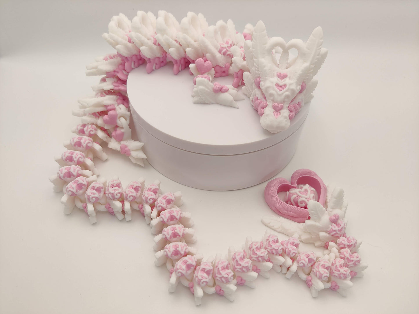 3D Printed Light Heart Dragon - Articulating Fidget Toy