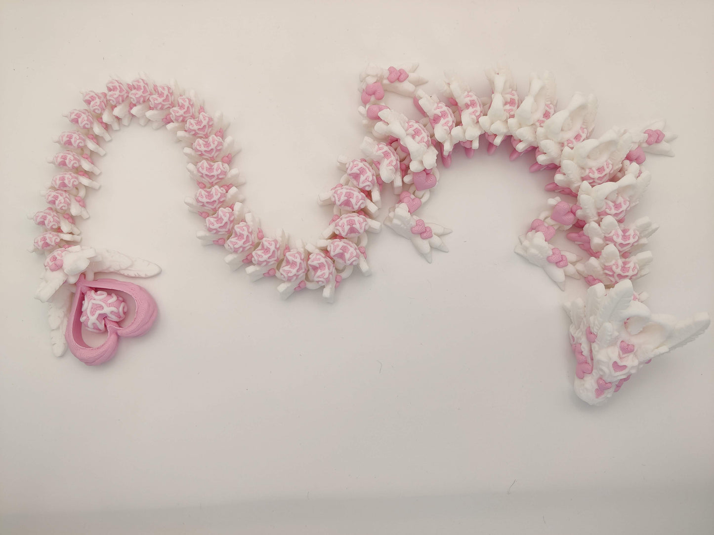 3D Printed Light Heart Dragon - Articulating Fidget Toy