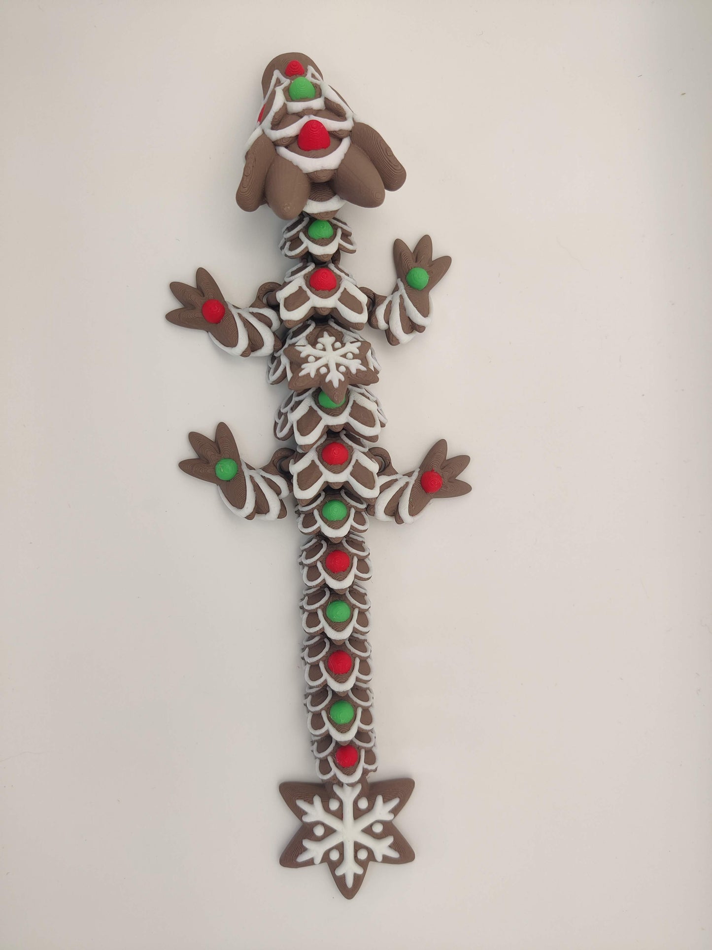 9" Gingerbread Cookie Baby Dragon – 3D Printed Articulating Fidget Toy