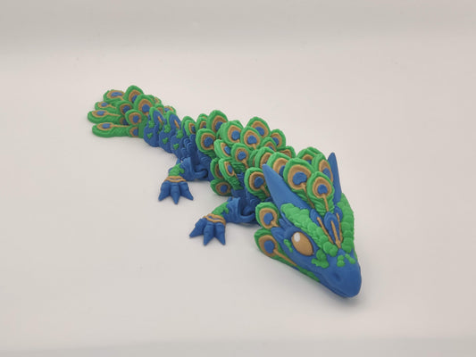 8.5" Baby Peacock Dragon – 3D Printed Articulated Dragon Toy