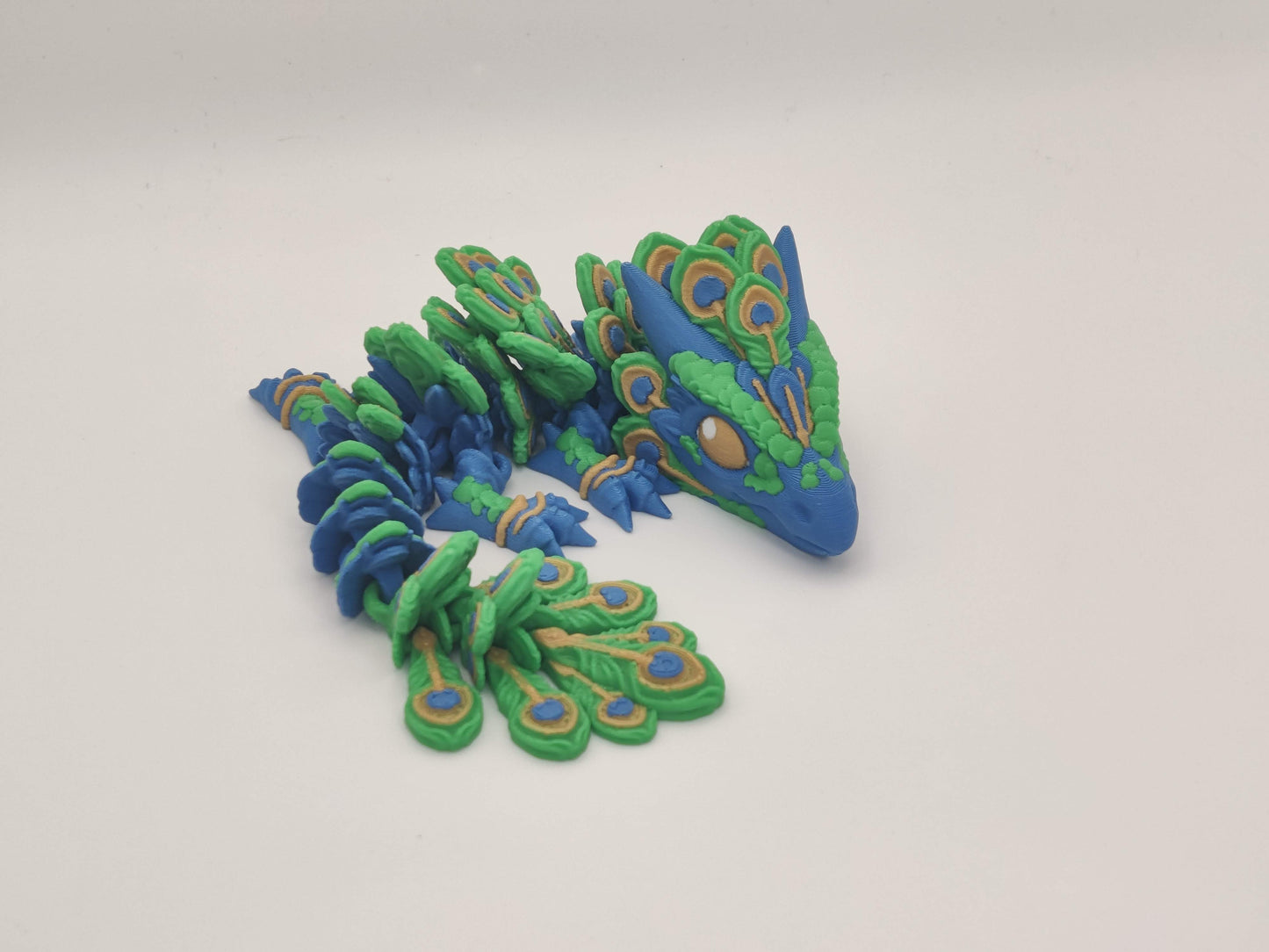 8.5" Baby Peacock Dragon – 3D Printed Articulated Dragon Toy