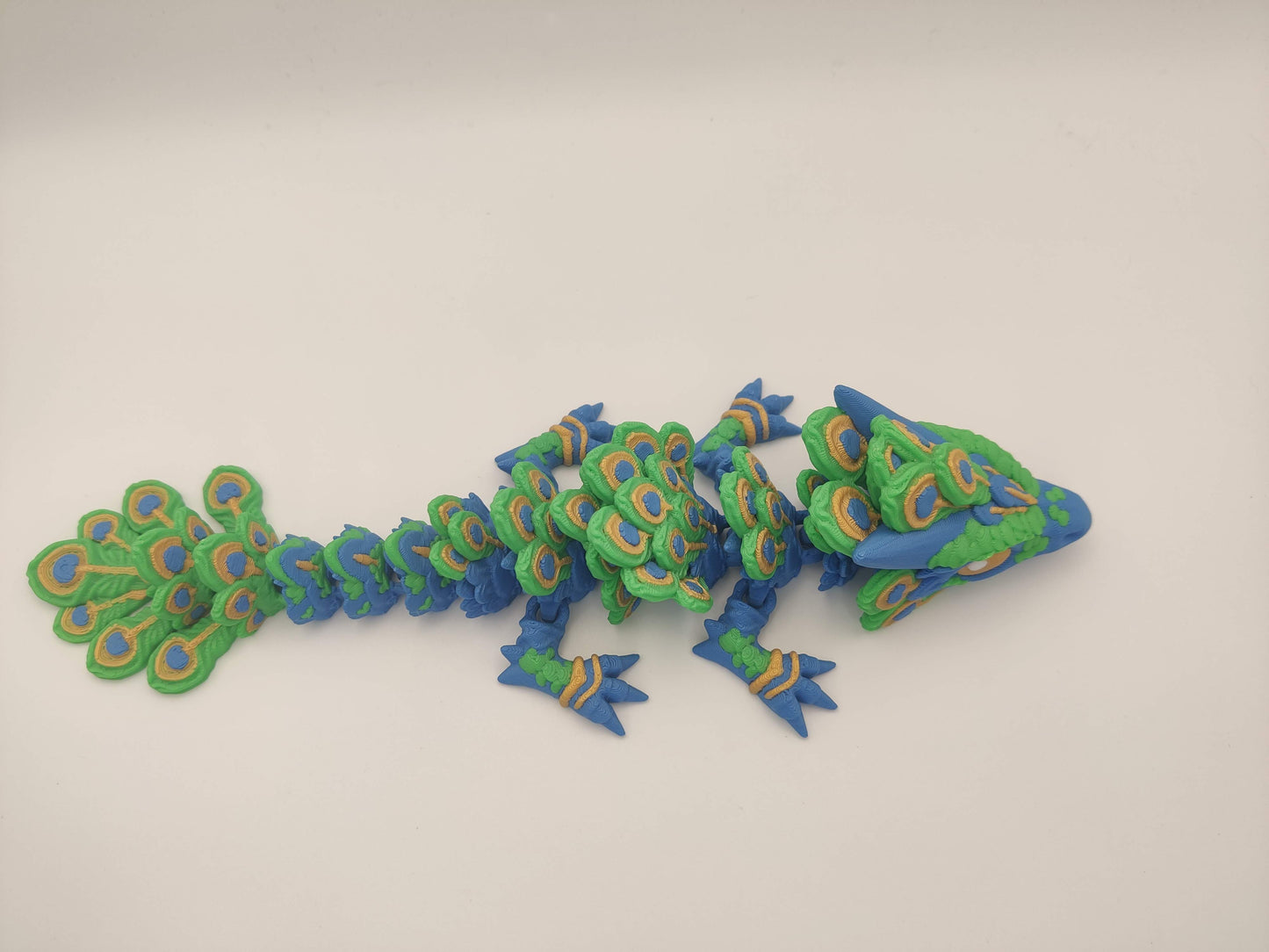 8.5" Baby Peacock Dragon – 3D Printed Articulated Dragon Toy