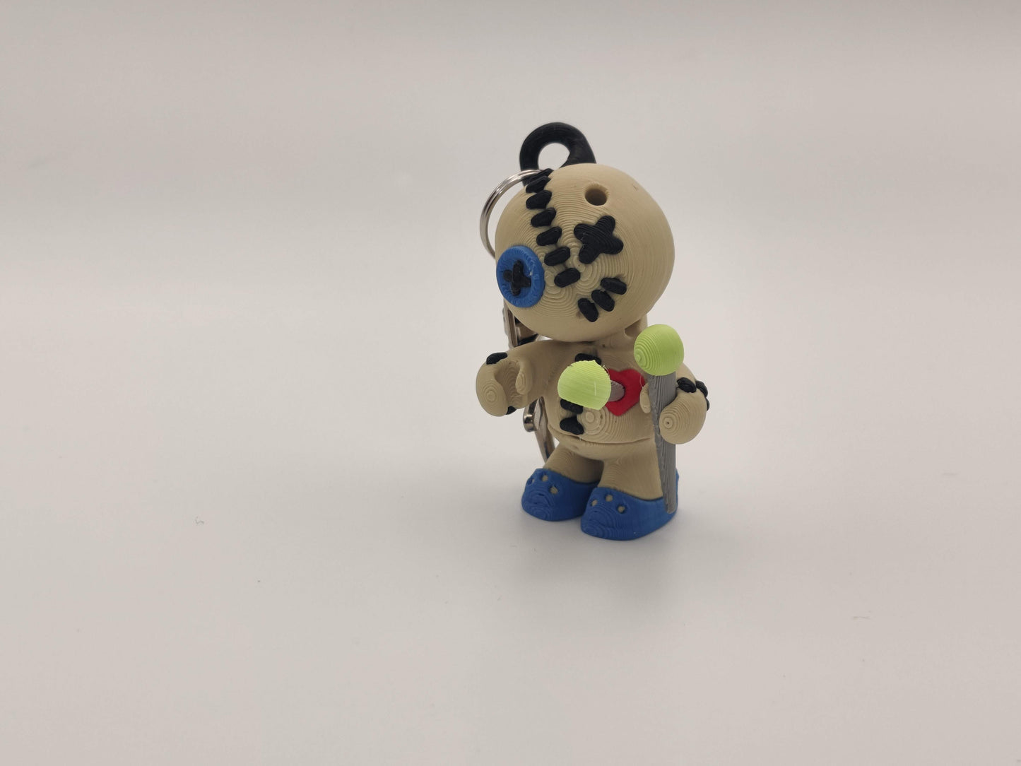 3D Printed Voodoo Doll Keychain – Articulating Charm with Removable Pins