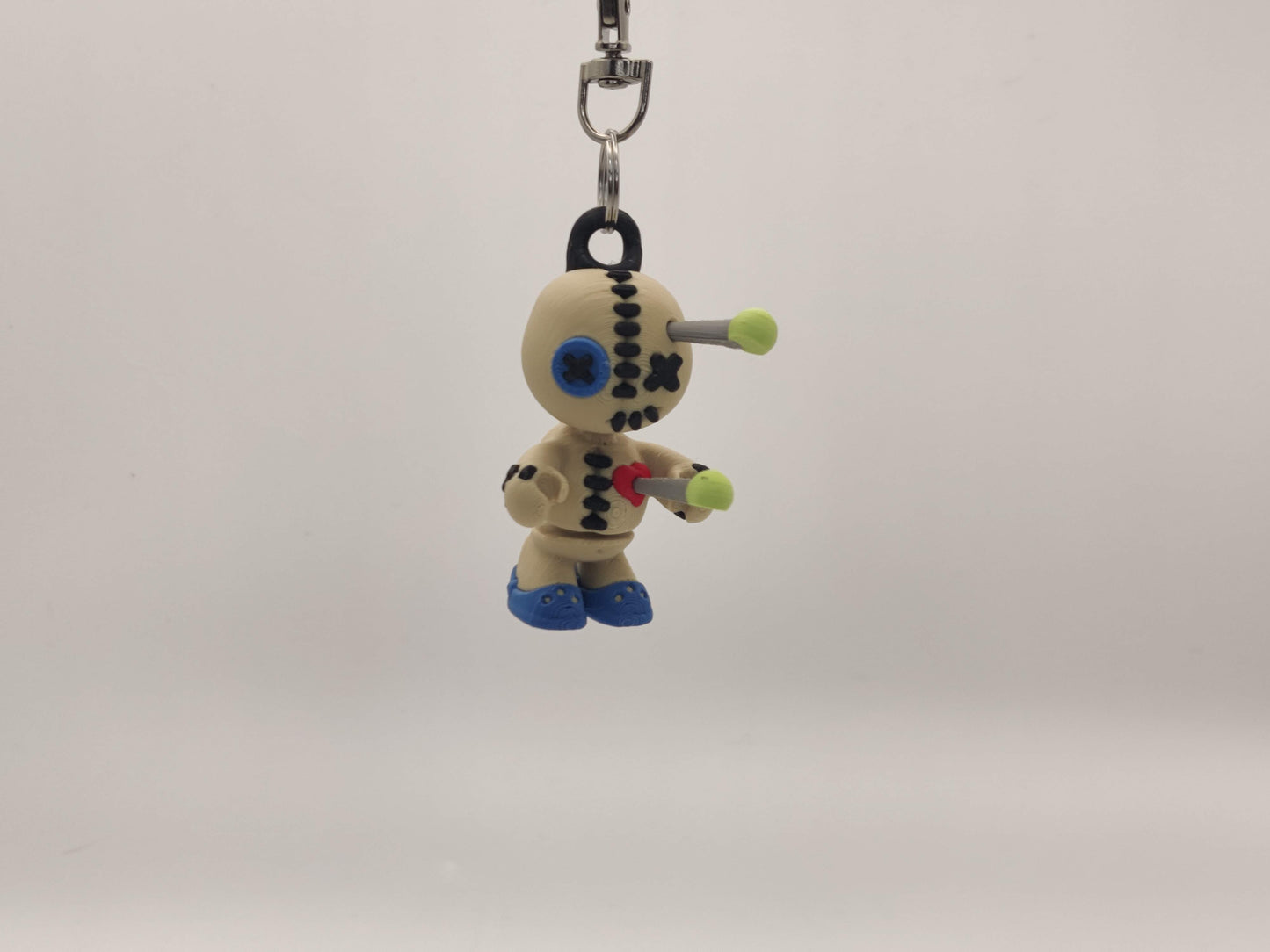 3D Printed Voodoo Doll Keychain – Articulating Charm with Removable Pins