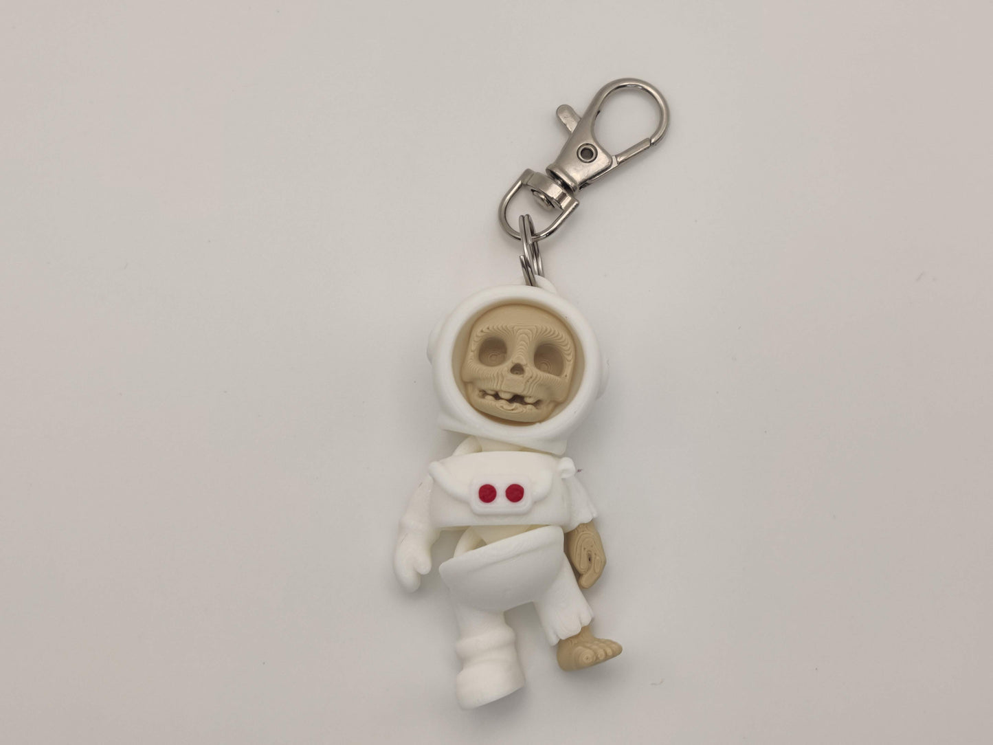 3D Printed Skelly Astronaut Keychain – Skeleton Space Explorer Charm