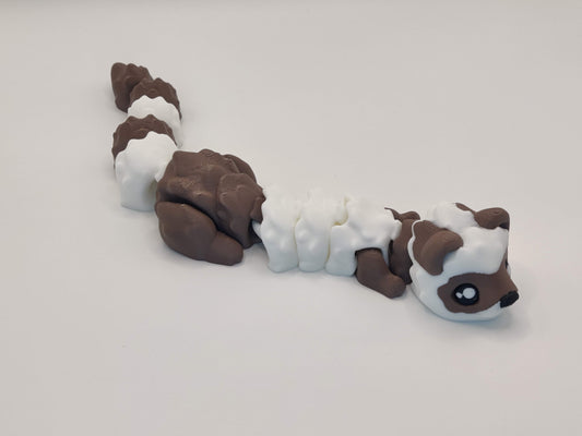 3D Printed Hot Cocoa Ferret Figurine in Brown and White