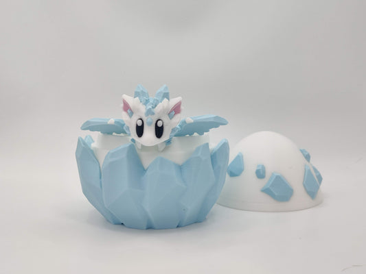 Ice Crystal Dragon Egg – 3D Printed Collectible Toy