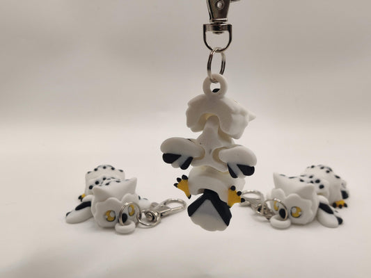 Snowy Owl Keychain | Cute White Owl Charm | 3D Printed Bird Keychain | Mini Winter Owl