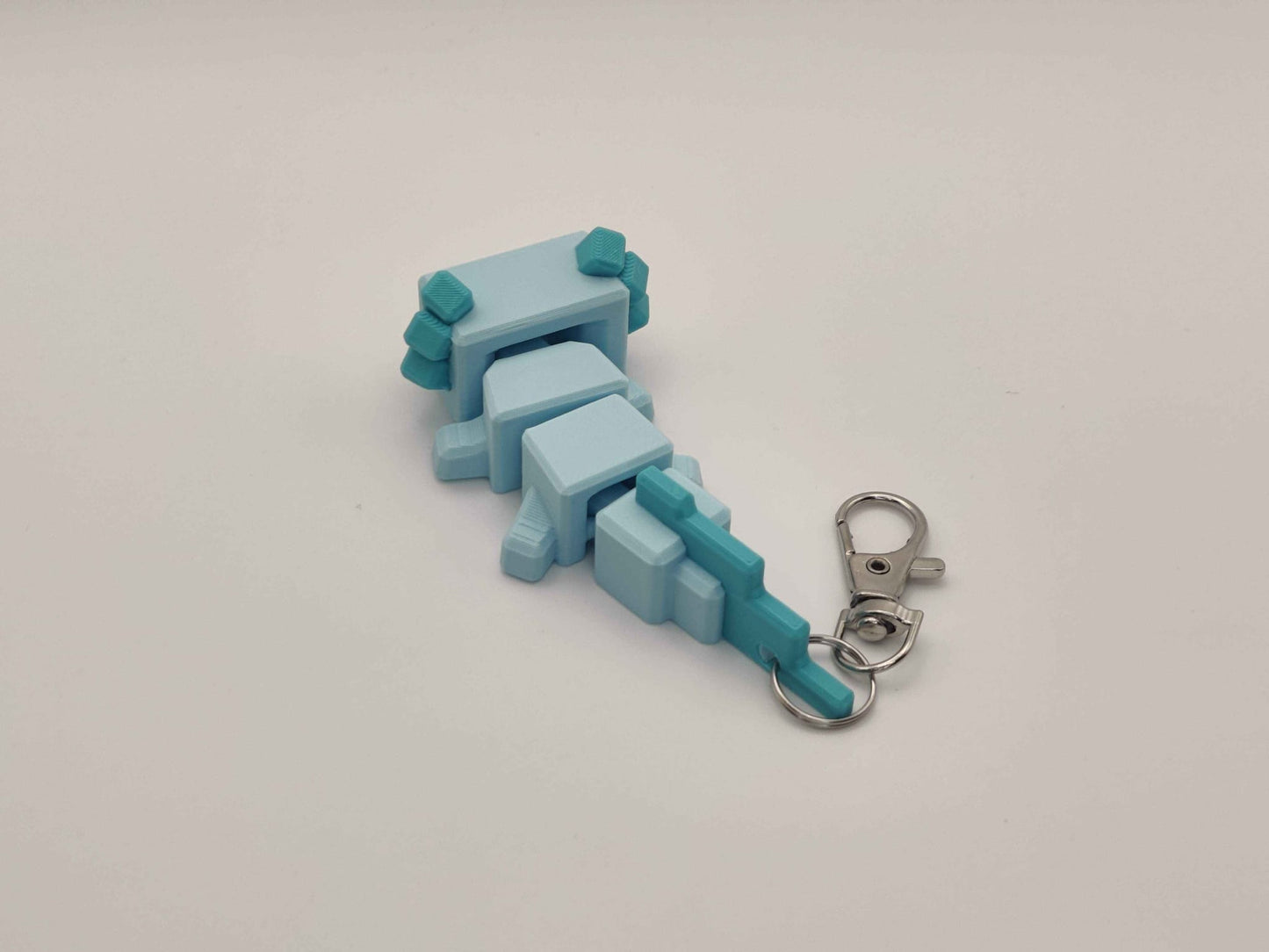 Blocky Axolotl Keychain – 3D Printed Minecraft Style in Pink or Blue - ToyForge 3D