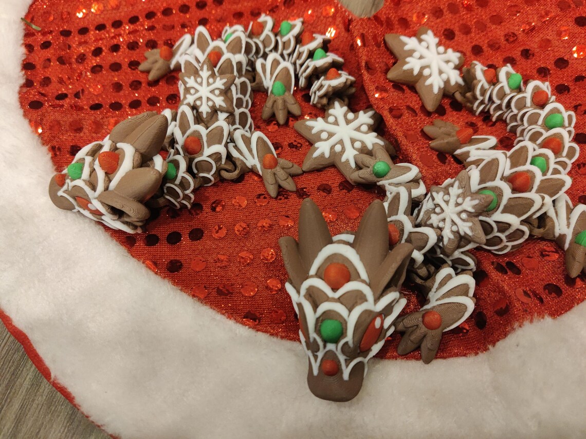 Gingerbread Cookie Baby Dragon – 3D Printed Articulating Fidget Toy