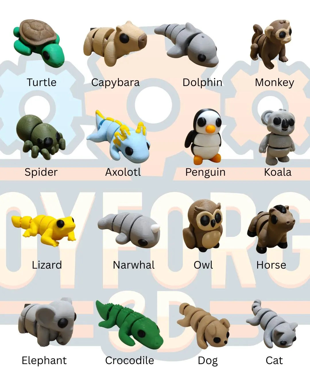 Mini Animals - 3D Printed Flexi Animals - Pocket Pets - Mystery Packs Available