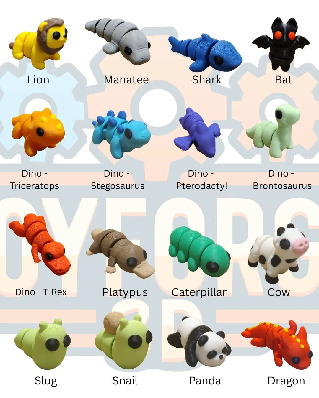 Mini Animals - 3D Printed Flexi Animals - Pocket Pets - Mystery Packs Available