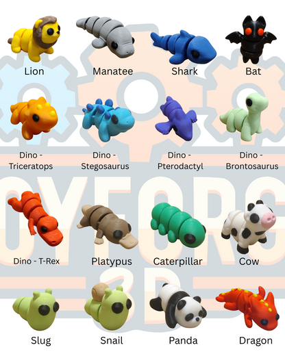 Mini Animals - 3D Printed Flexi Animals - Pocket Pets - Mystery Packs Available
