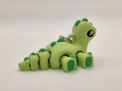 3D Printed Brontosaurus Dinosaur Keychain – Cute Prehistoric Dino Bag Charm - ToyForge 3D