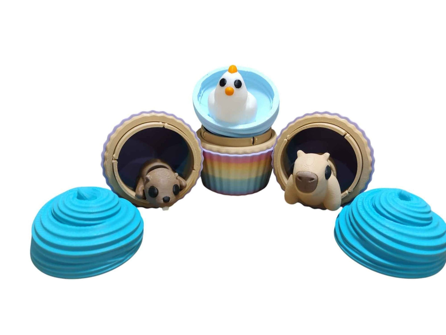 3D Printed Cupcake Party Favors with Twist-Off Lids – Mystery Toy Option – Packs of 3, 6, 9, or 12 – Unique Event Gifts & Table Décor - ToyForge 3D