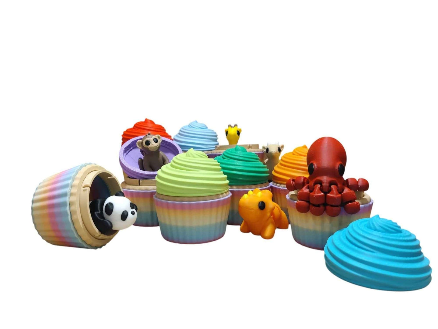 3D Printed Cupcake Party Favors with Twist-Off Lids – Mystery Toy Option – Packs of 3, 6, 9, or 12 – Unique Event Gifts & Table Décor - ToyForge 3D