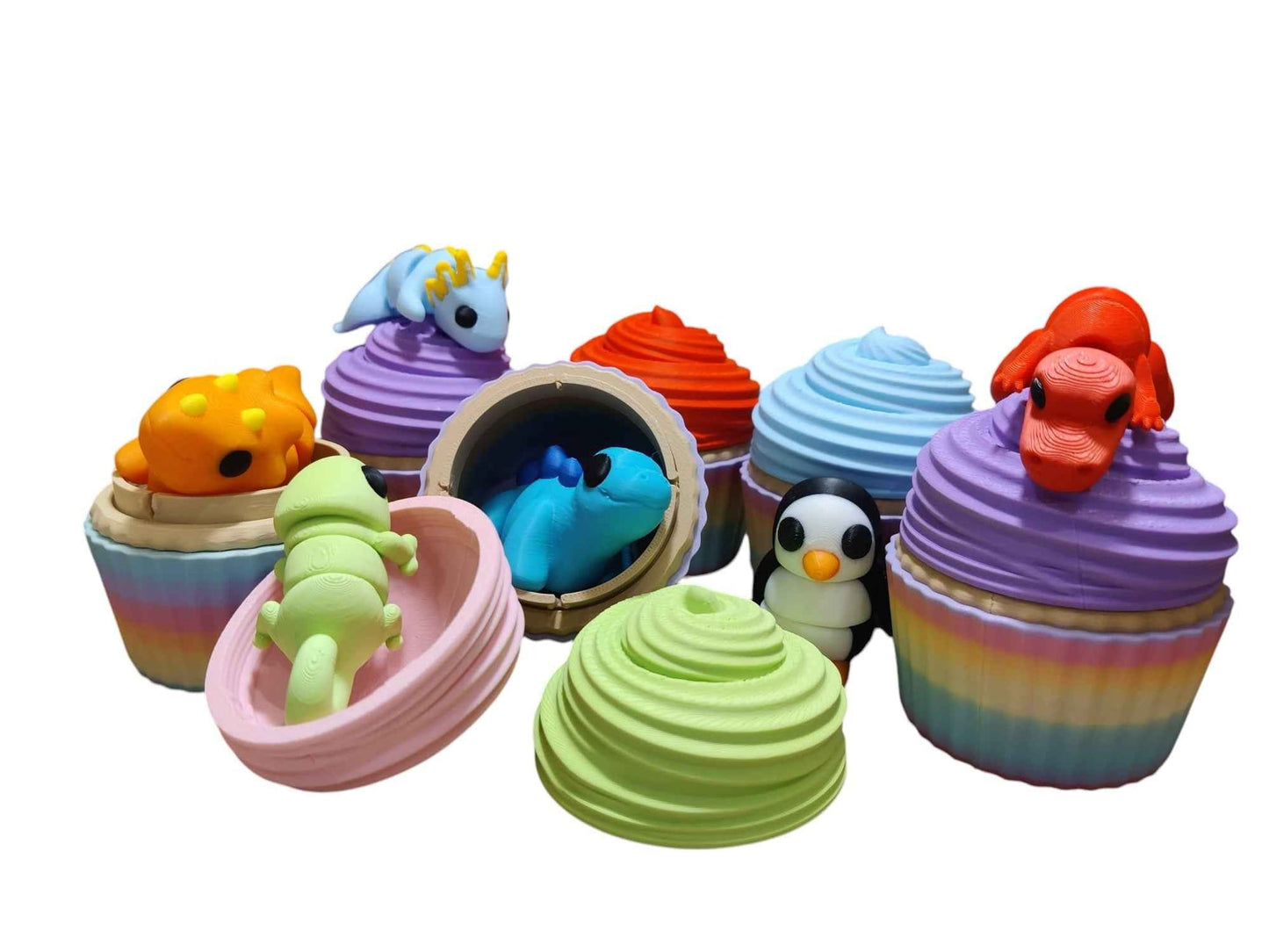 3D Printed Cupcake Party Favors with Twist-Off Lids – Mystery Toy Option – Packs of 3, 6, 9, or 12 – Unique Event Gifts & Table Décor - ToyForge 3D