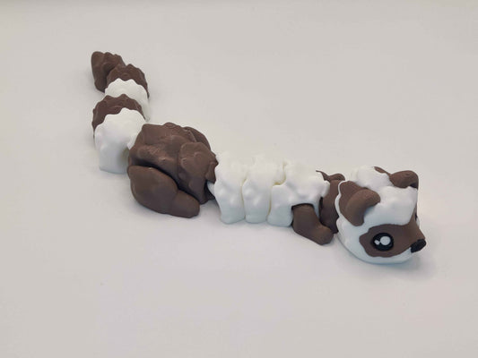 3D Printed Hot Cocoa Ferret Figurine in Brown and White - ToyForge 3D