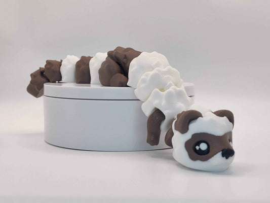 3D Printed Hot Cocoa Ferret Figurine in Brown and White - ToyForge 3D