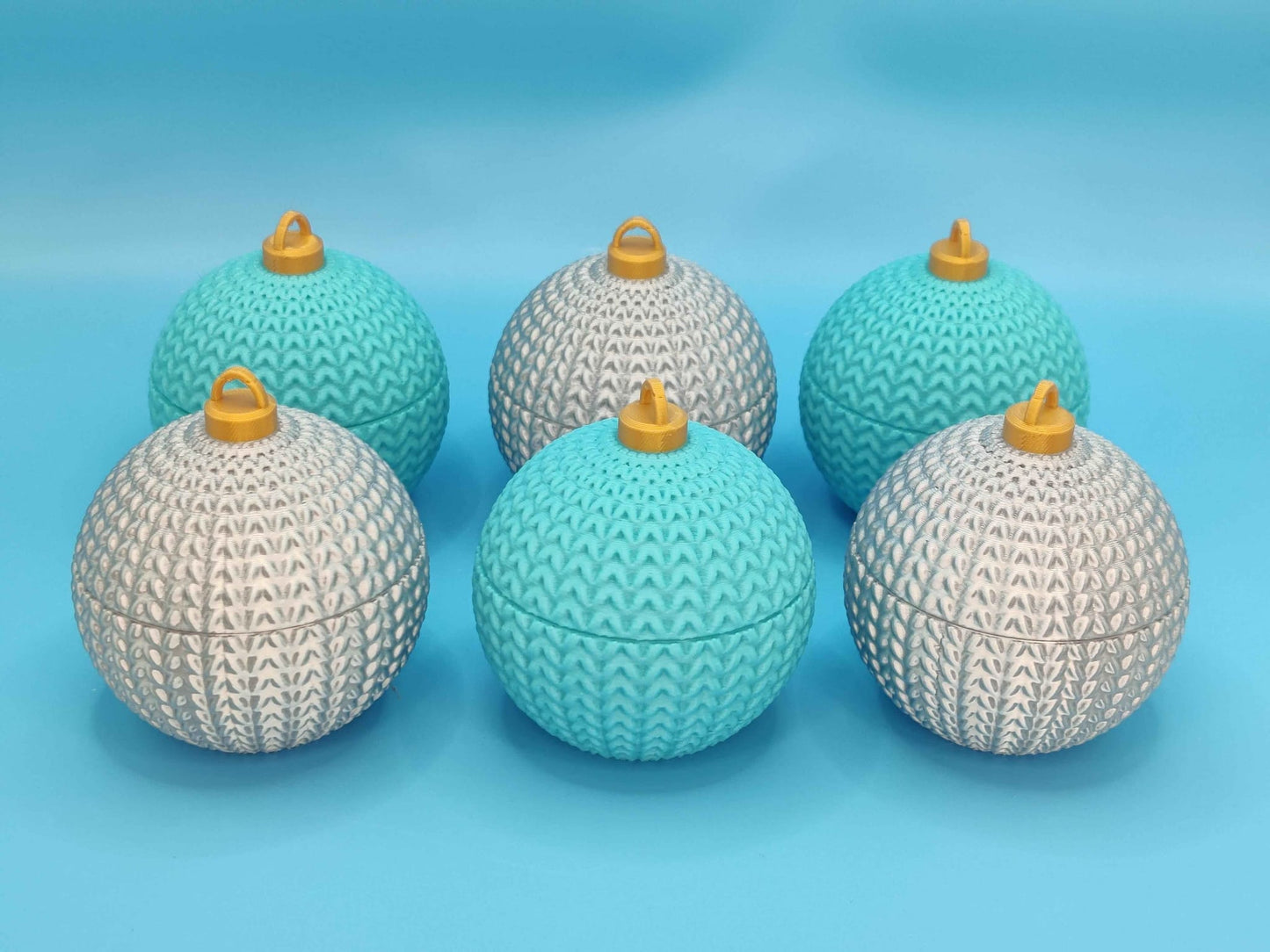 3D Printed Knitted Christmas Ornament with Mini Creatures | Set of 6 | Holiday Gift | Reusable Ornament Decorations - ToyForge 3D