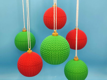 3D Printed Knitted Christmas Ornament with Mini Creatures | Set of 6 | Holiday Gift | Reusable Ornament Decorations - ToyForge 3D