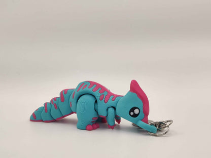 3D Printed Parasaur Dinosaur Keychain – Cute Prehistoric Dino Bag Charm - ToyForge 3D