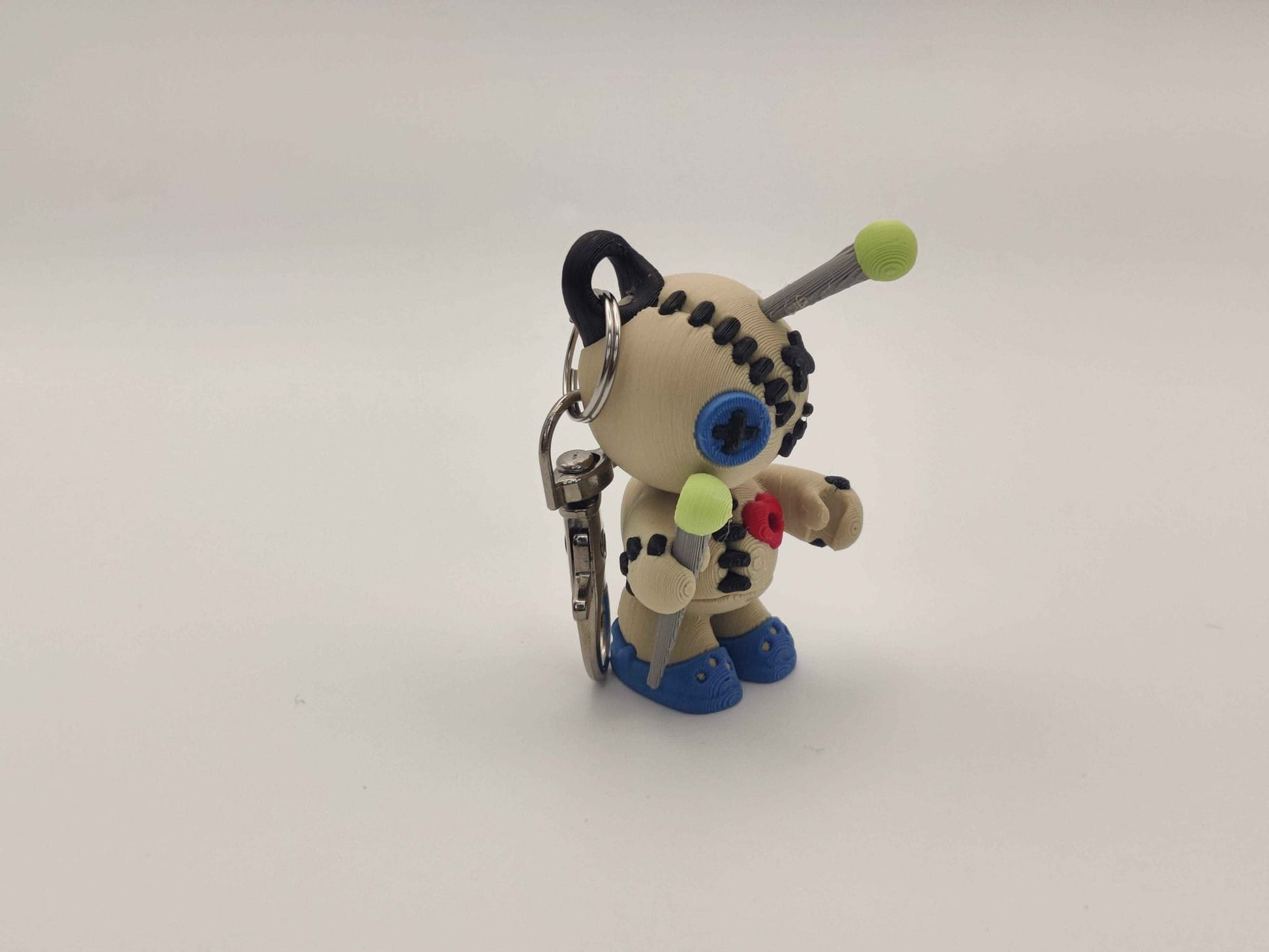 3D Printed Voodoo Doll Keychain – Articulating Charm with Removable Pins - ToyForge 3D