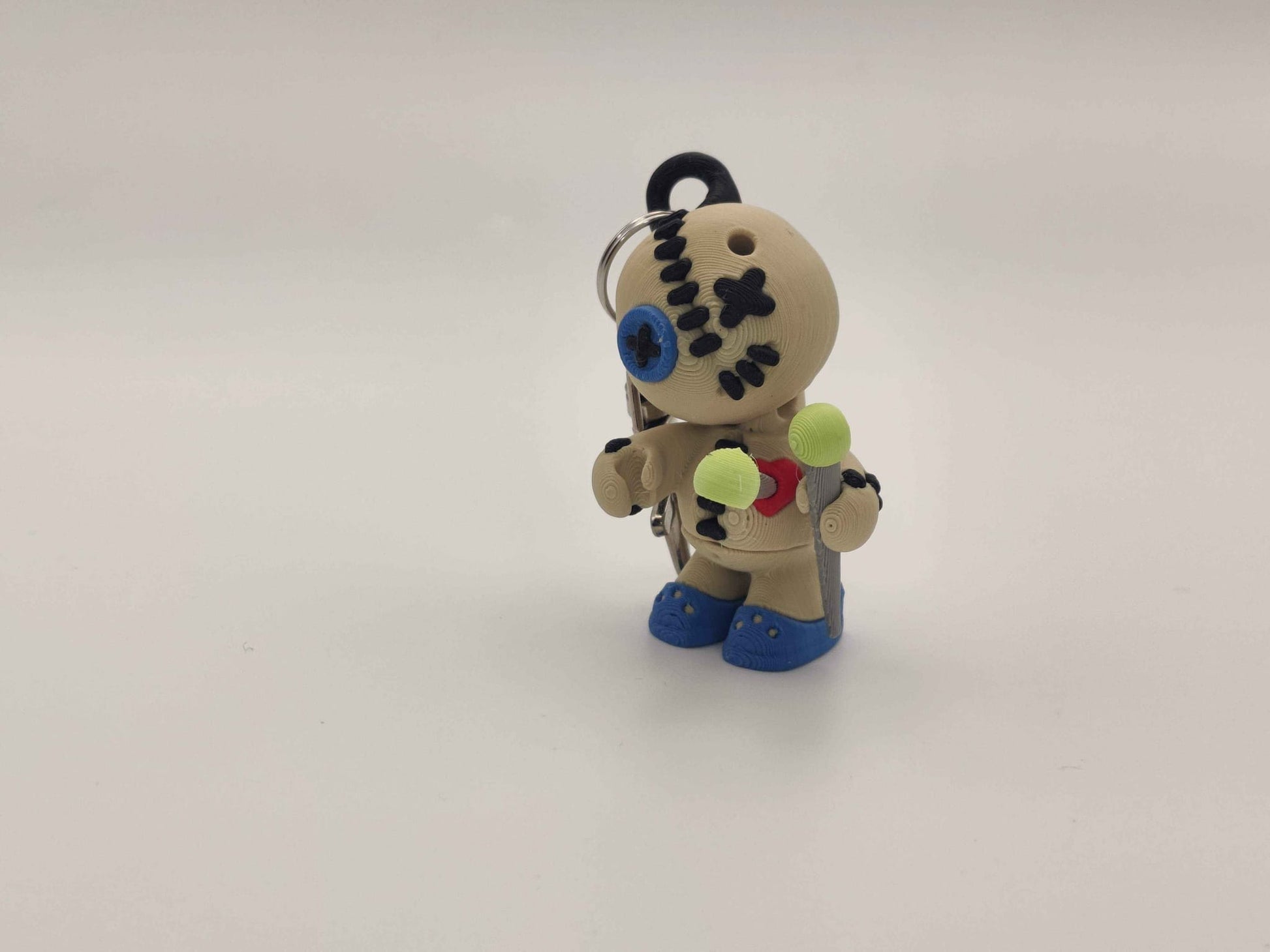3D Printed Voodoo Doll Keychain – Articulating Charm with Removable Pins - ToyForge 3D