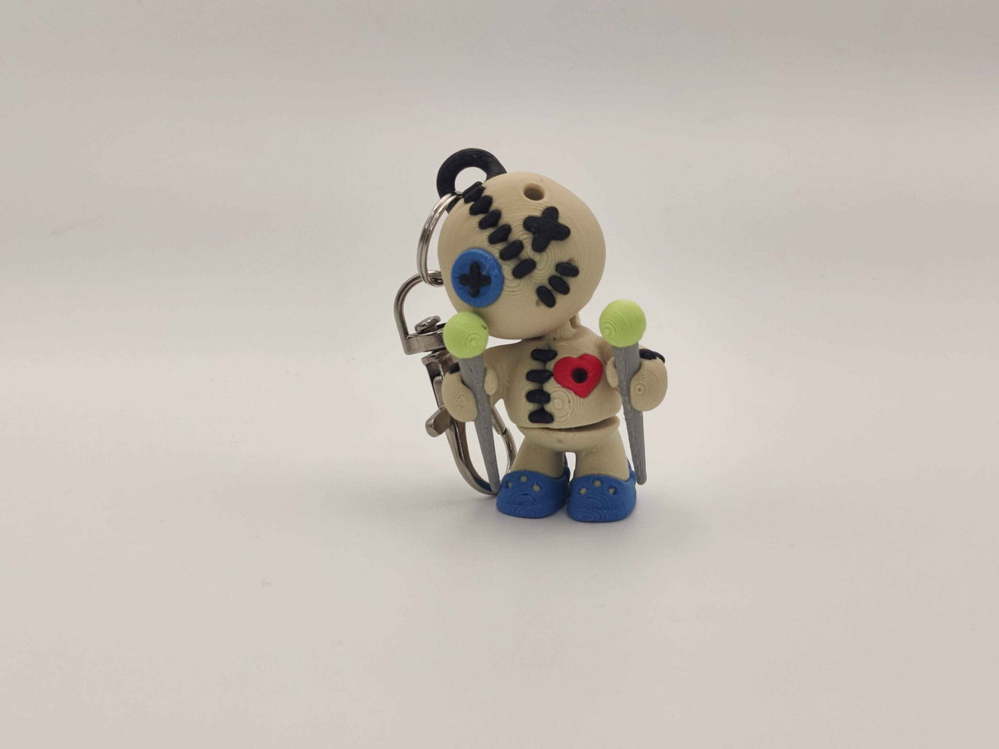 3D Printed Voodoo Doll Keychain – Articulating Charm with Removable Pins - ToyForge 3D