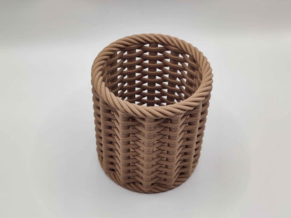 3D Printed Woven Pencil Holder Desk Organizer - Modern Basket Style Pen Cup Office Decor - ToyForge 3D