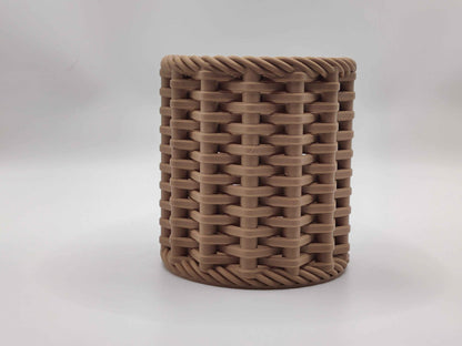 3D Printed Woven Pencil Holder Desk Organizer - Modern Basket Style Pen Cup Office Decor - ToyForge 3D