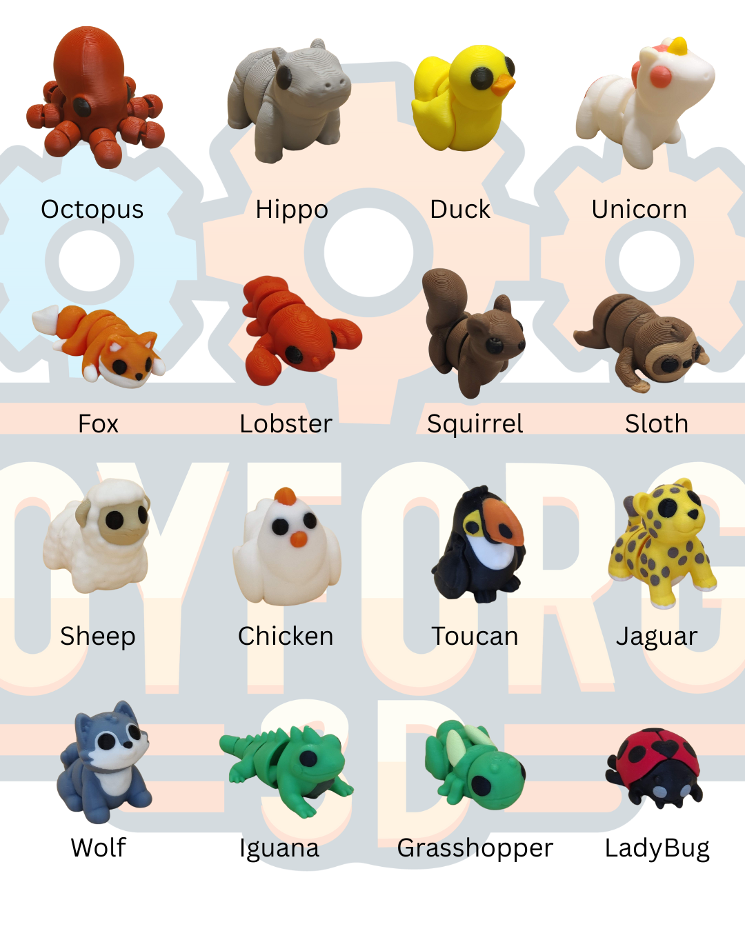 Mini Animals - 3D Printed Flexi Animals - Pocket Pets - Mystery Packs Available
