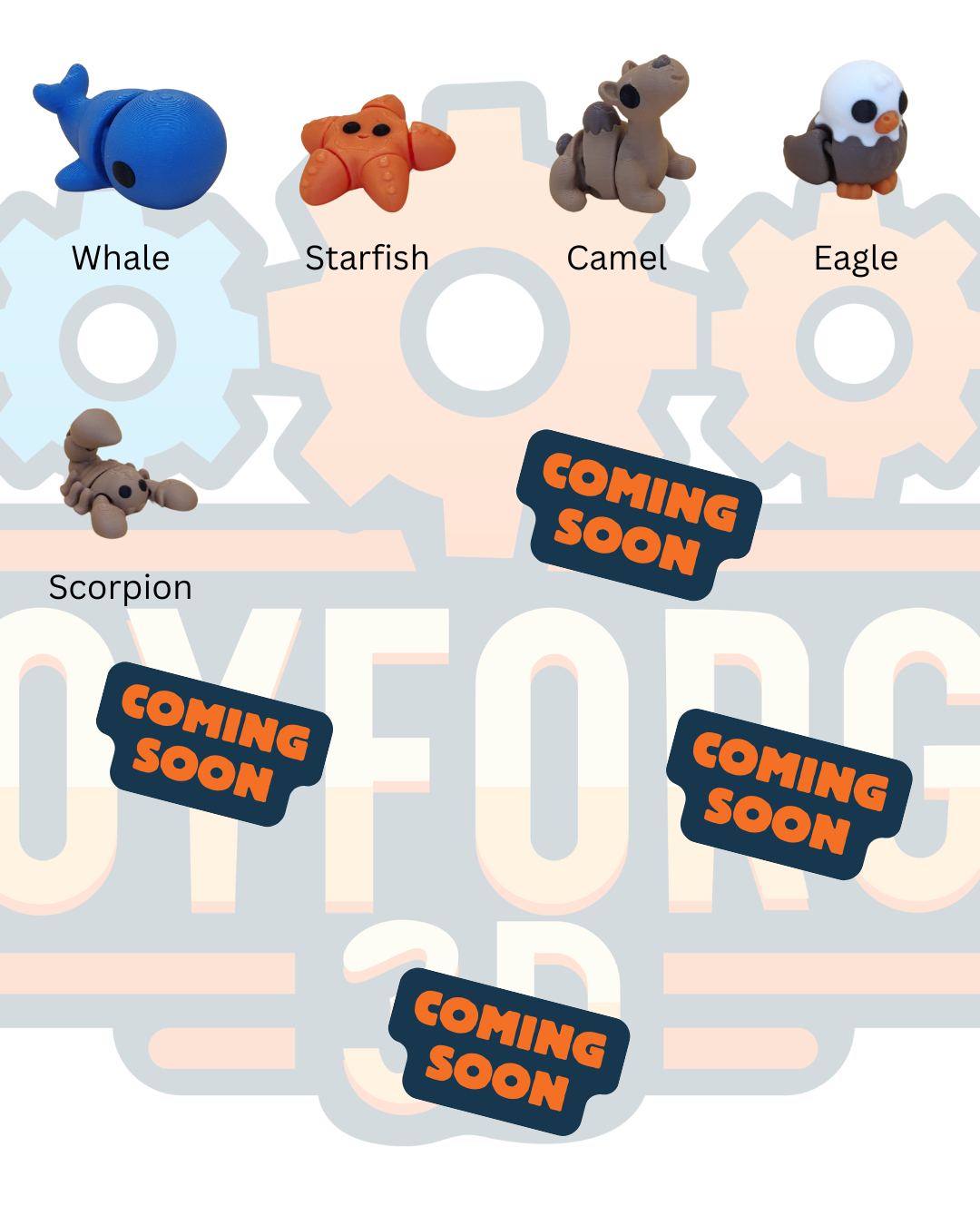 Mini Animals - 3D Printed Flexi Animals - Pocket Pets - Mystery Packs Available