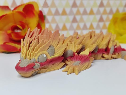 3D Printed Baby Sunflower Flower Dragon – Articulating Fidget Toy